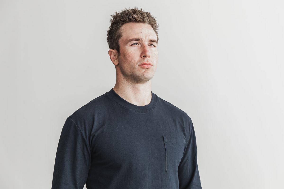 Nobull Heavyweight Pocket Men's Long Sleeves Navy | Australia (RN7091)